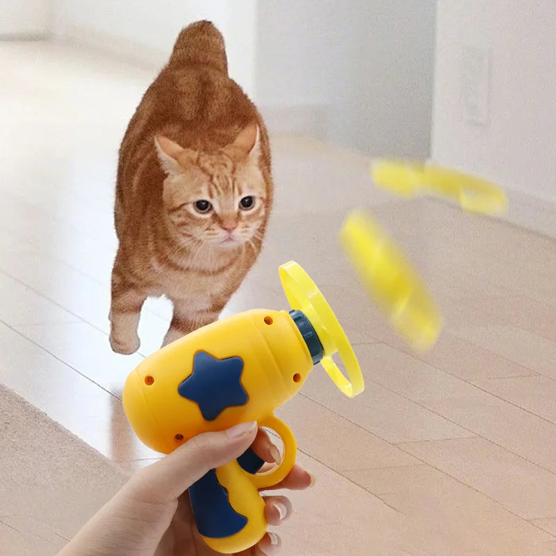 Flying Disc Shooting Gun Cat Toys