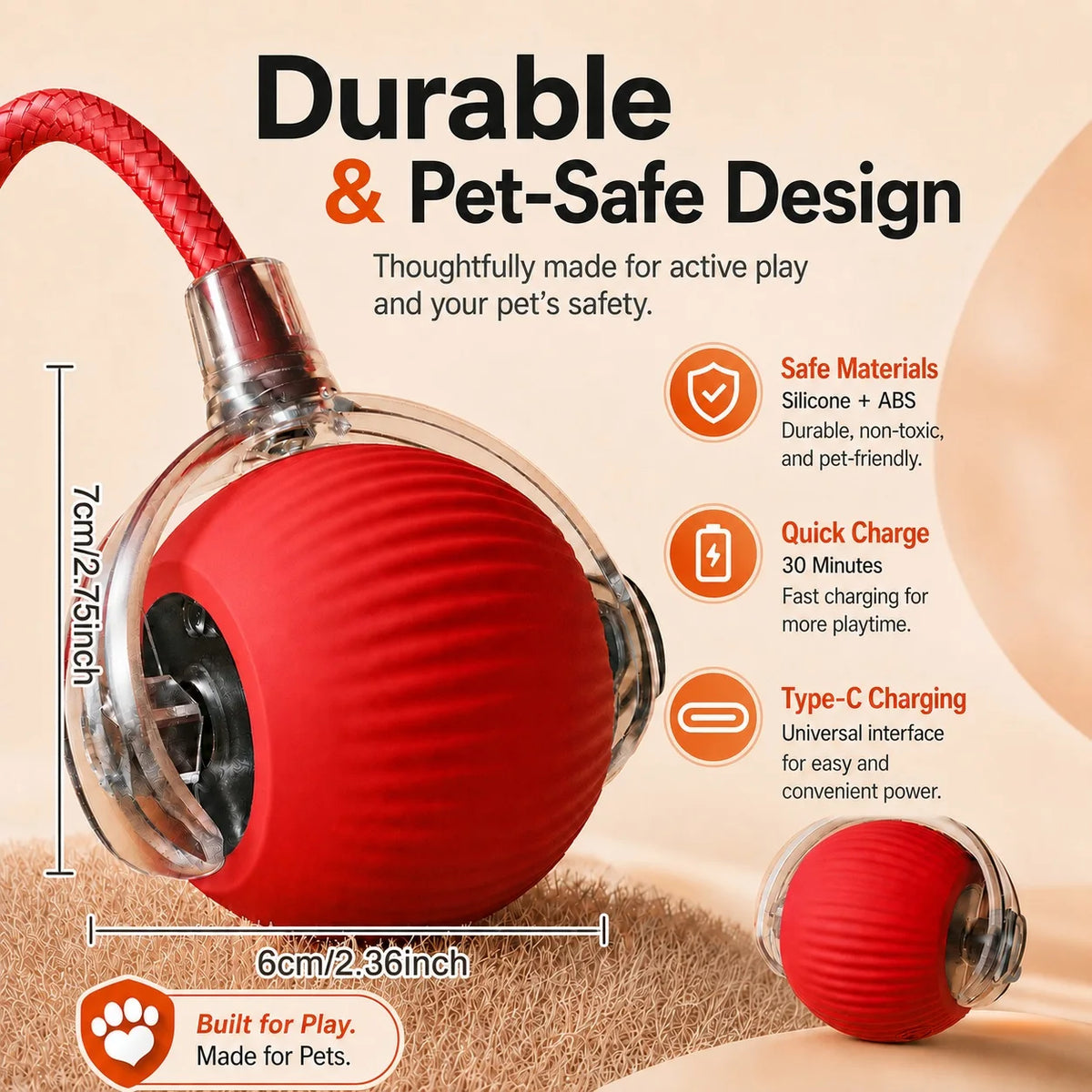 Motion Sensor Intelligent Ball, Cat toy Rechargeable