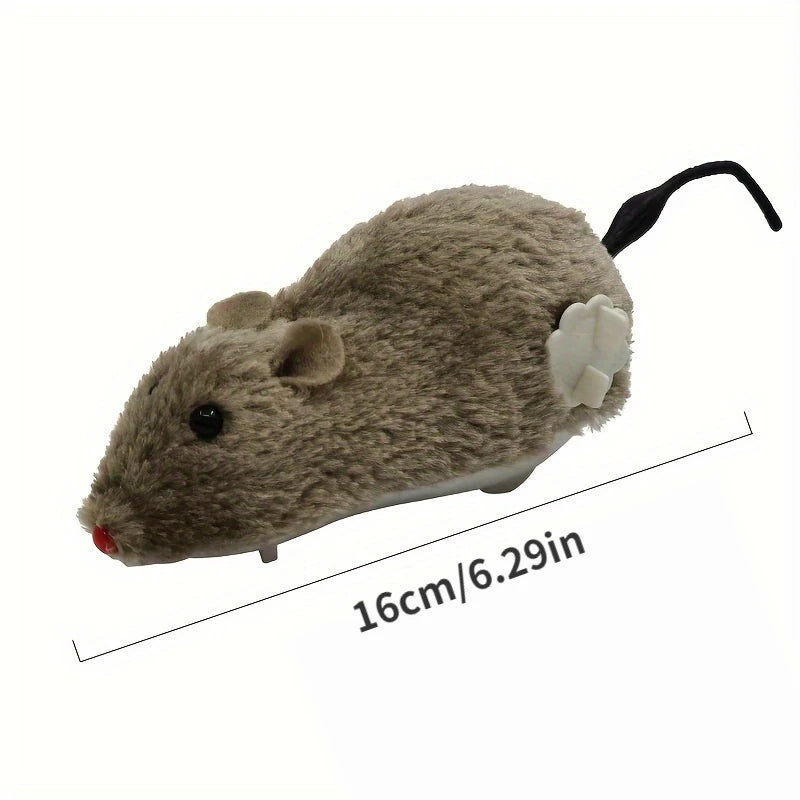 Interactive Plush Wind-Up Mouse Toy for Cats