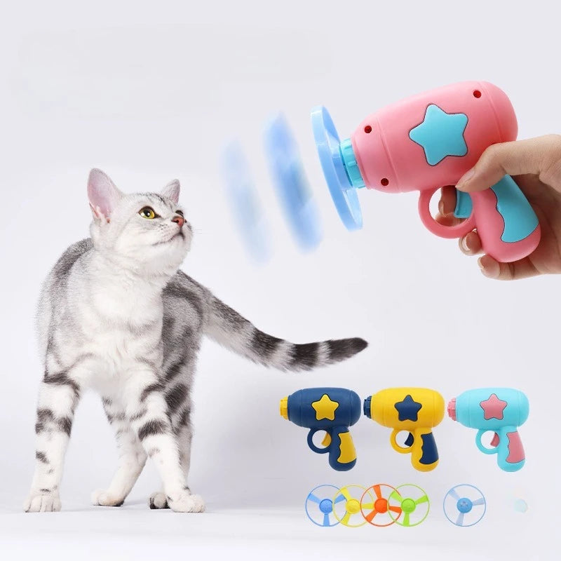 Flying Disc Shooting Gun Cat Toys
