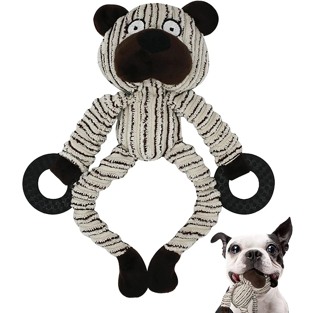 Squeaky Pet Plush Chew Toys - Cattle, Monkey, Bear