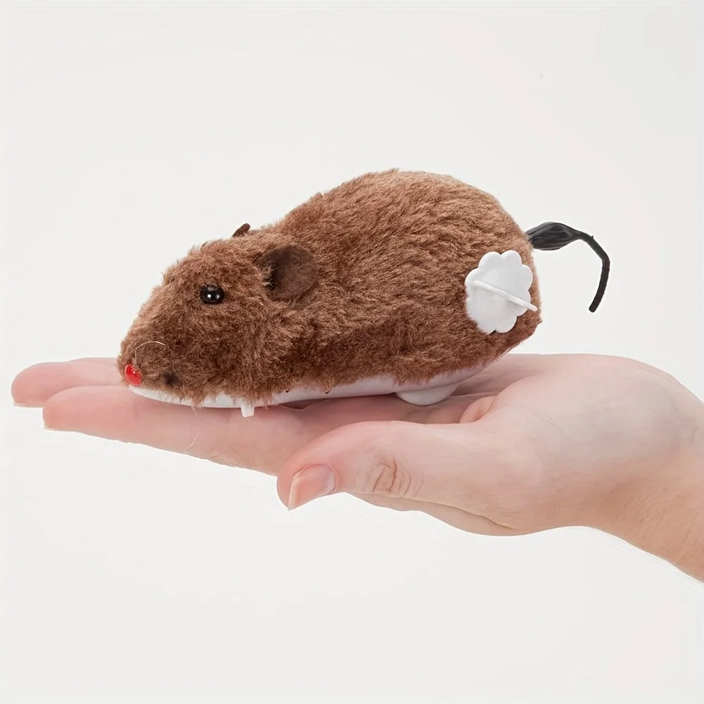 Interactive Plush Wind-Up Mouse Toy for Cats